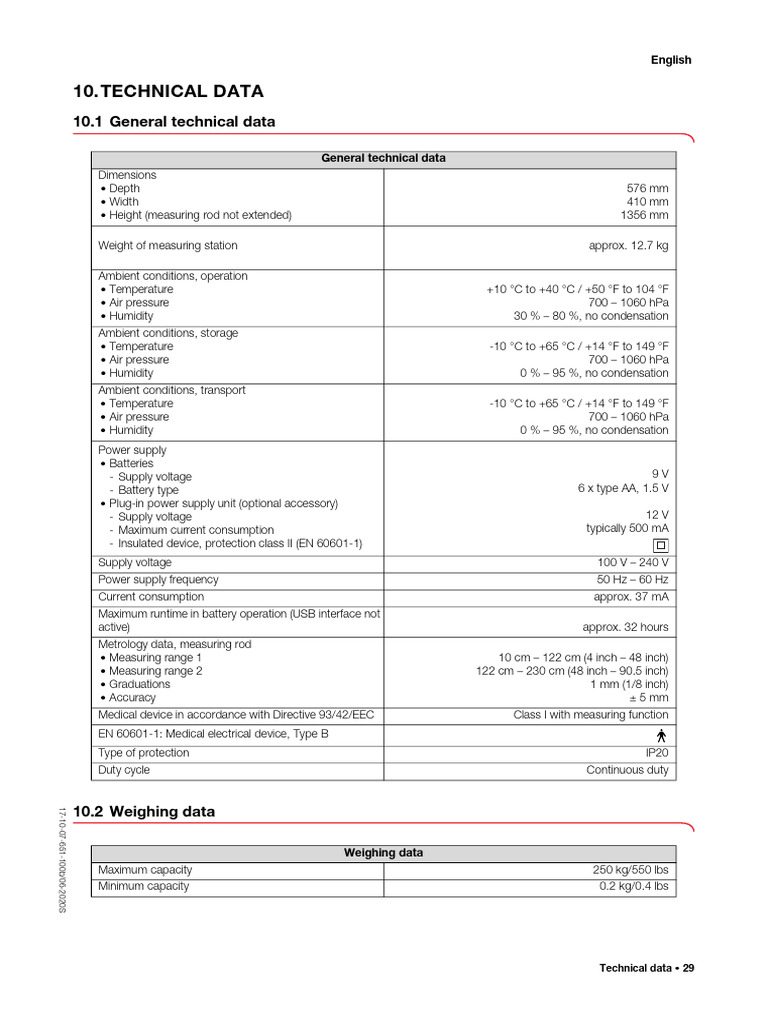 Technical Data Seca 777 Download Free PDF Rechargeable Battery