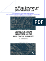 (Download PDF) Endangered African Knowledges and The Challenge of Modernity An Igbo Response 1St Edition Ude Online Ebook All Chapter PDF