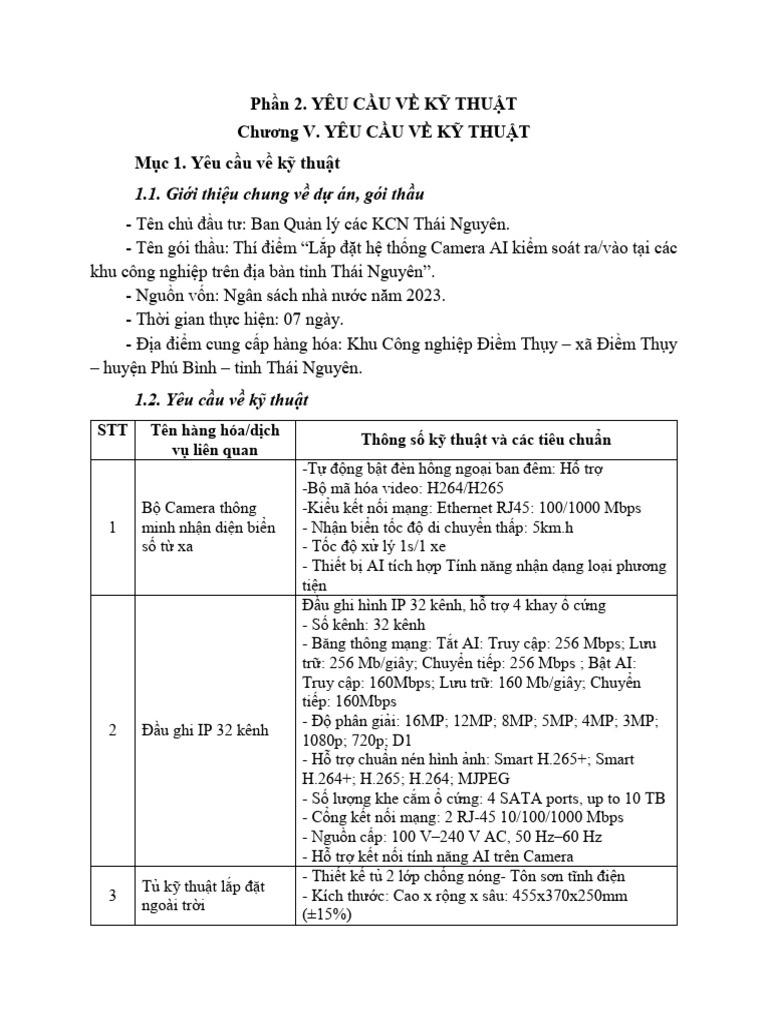 Yeu Cau Ky Thuat AI | PDF