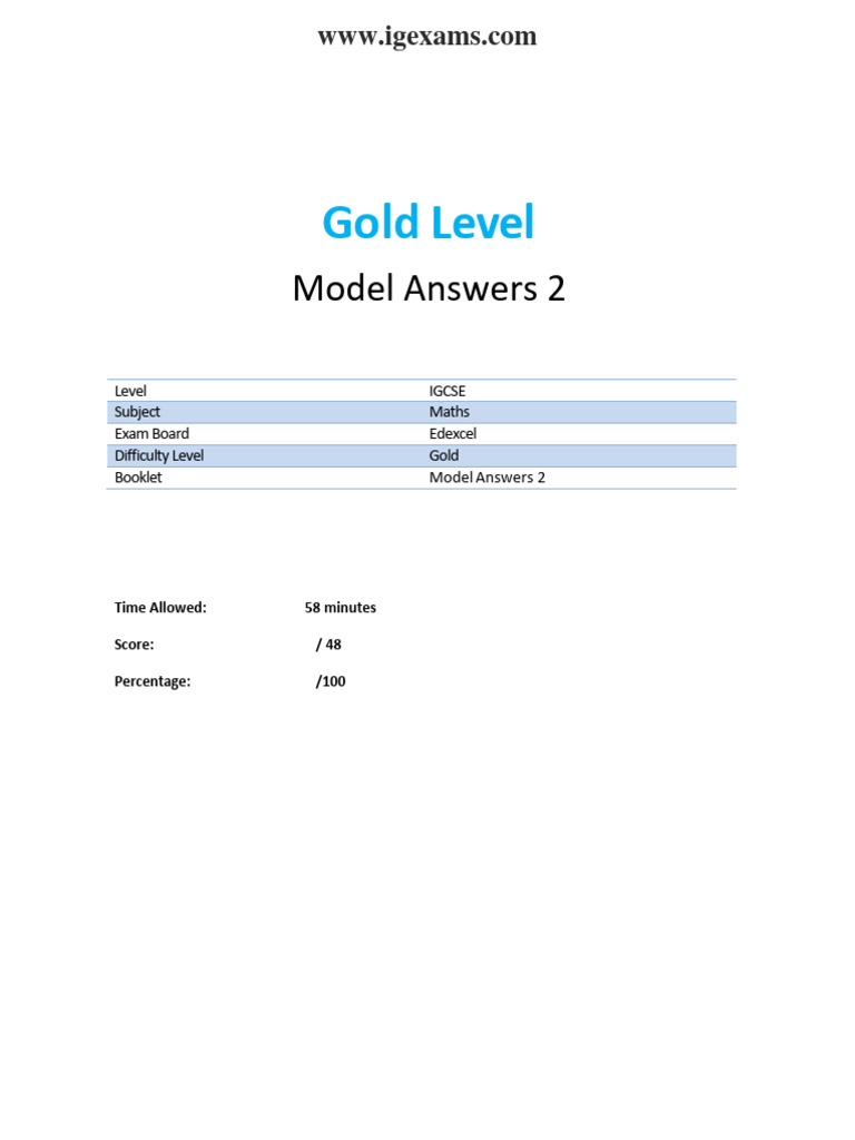 IGCSE Edexcel Maths Gold Model Answers | PDF | Histogram | Mathematics