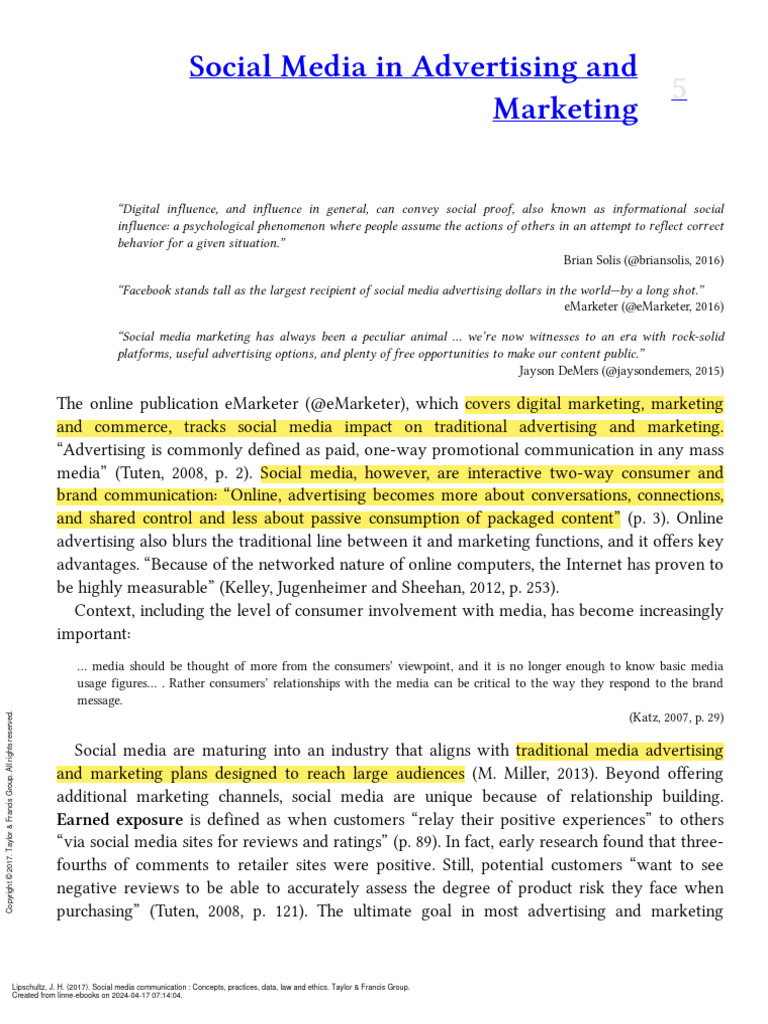 Social - Media - Communication Chap 5 | PDF | Marketing | Social Media