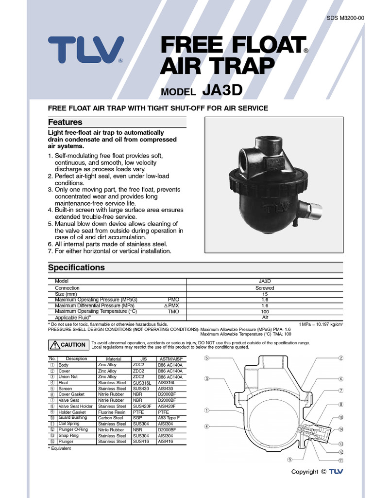 Air Trap JA3D | PDF | Valve | Pressure
