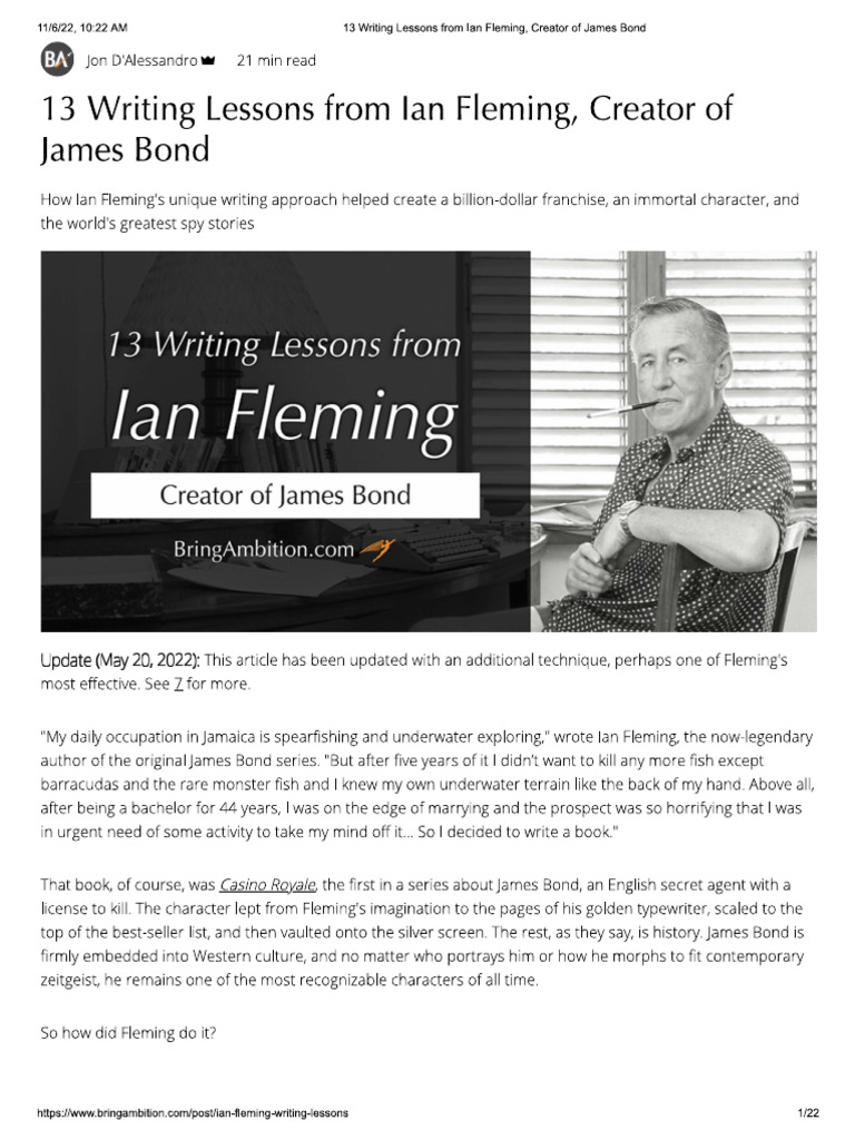 Ian Fleming Writing Instructions | PDF