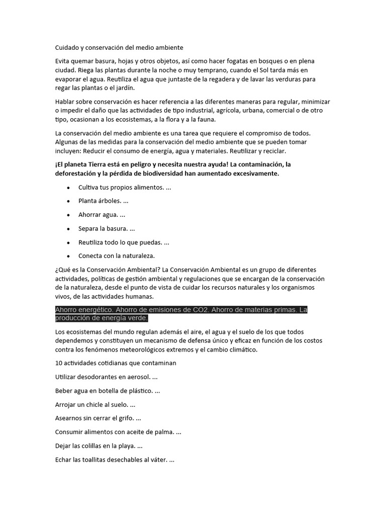 Conservación del Medio Ambiente: Claves y Actividades | PDF | Entorno ...