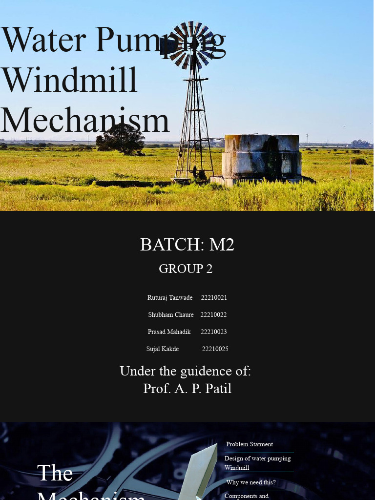 Water Pumping Windmill Mechanism Design | PDF | Pump | Gear