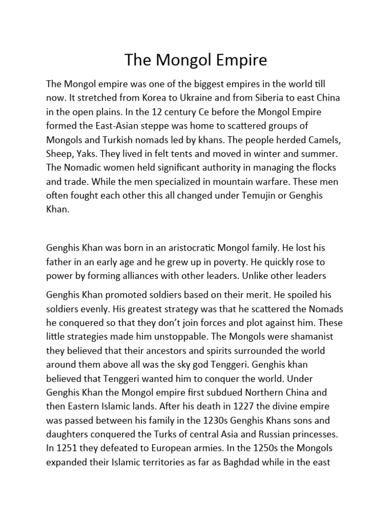 The Mongol Empire Pdf Mongol Empire Genghis Khan