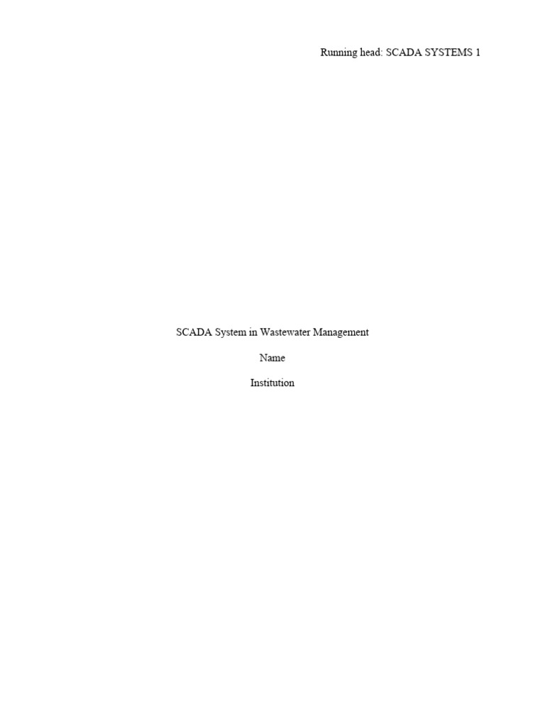 Scada System In Wastewater Management Pdf Sewage Treatment Scada