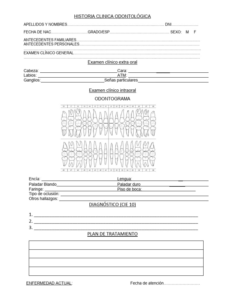 Historia Clinica Odontologica | Descargar gratis PDF | Diagnostico ...