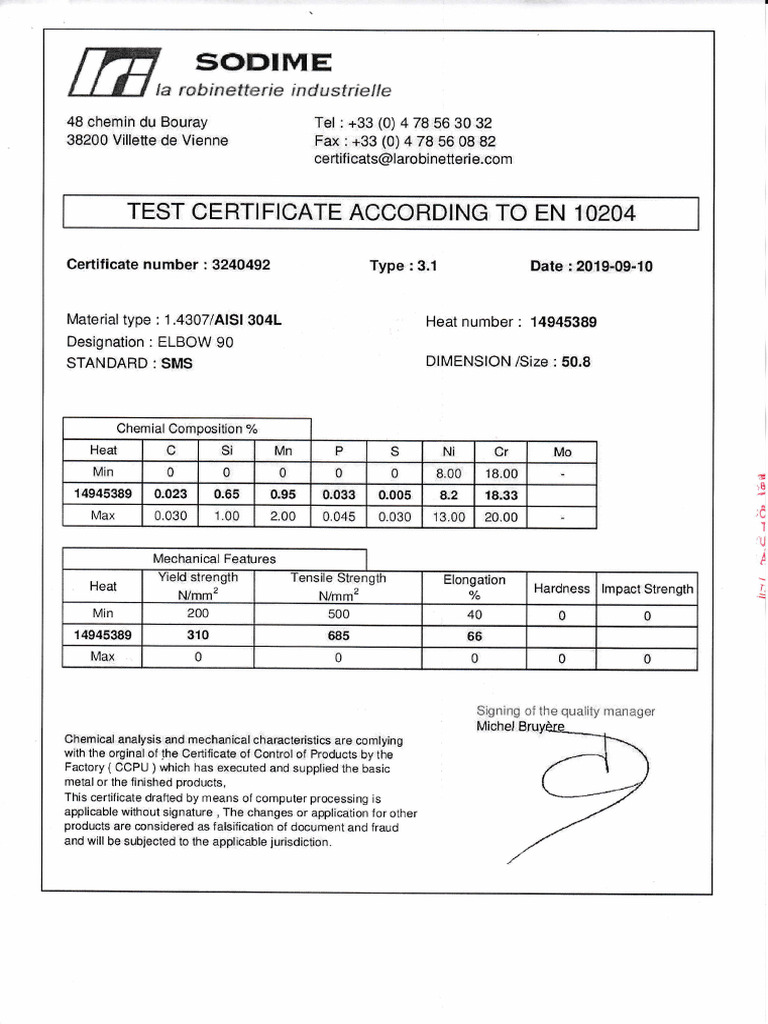 SS 304 Material Test Certificate | PDF | Applied And Interdisciplinary ...