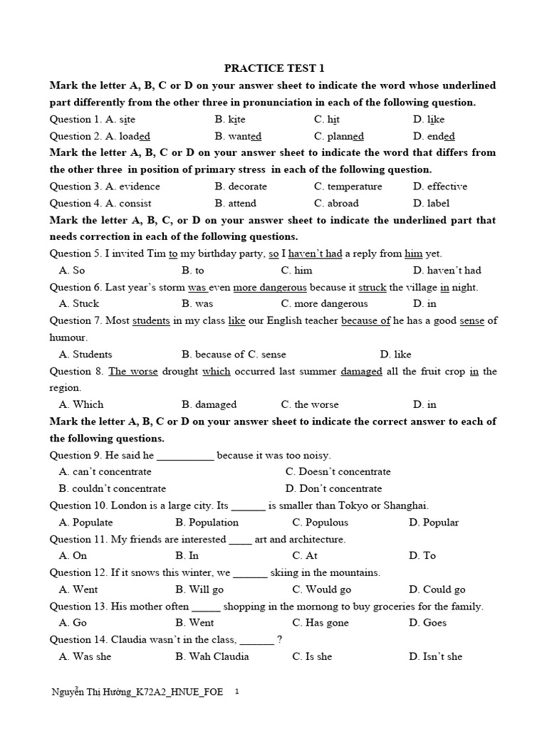 Practice test 1 8 download free pdf english language telephone