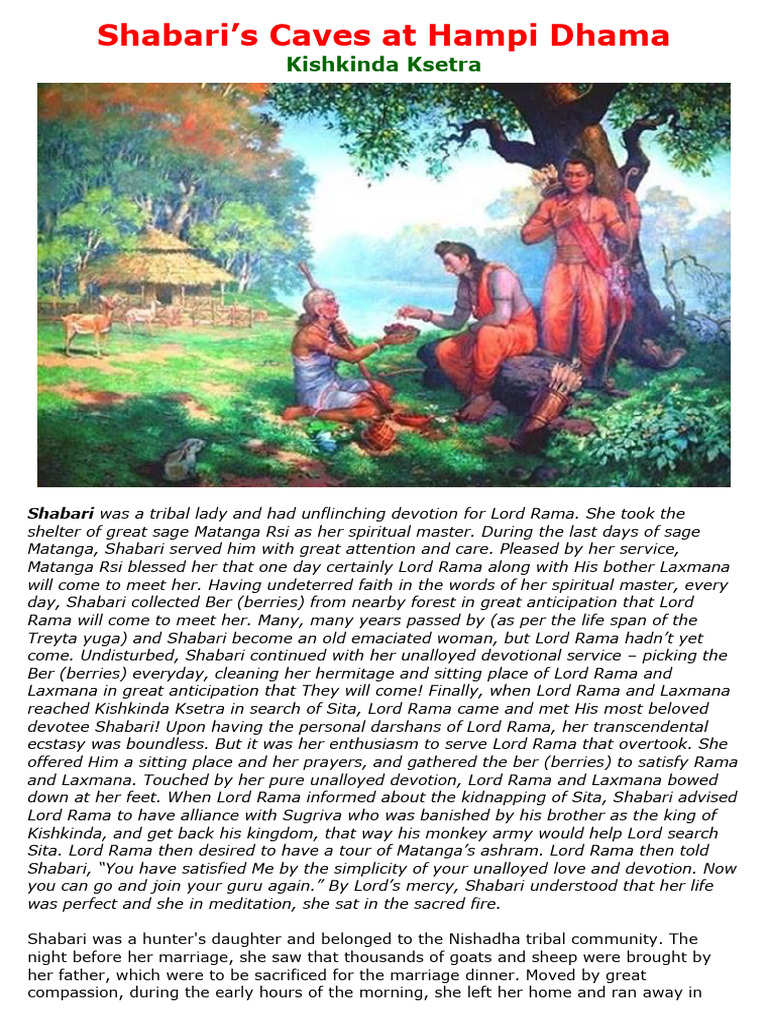Shabari's Devotion at Hampi Caves | PDF | Rama | Ramayana