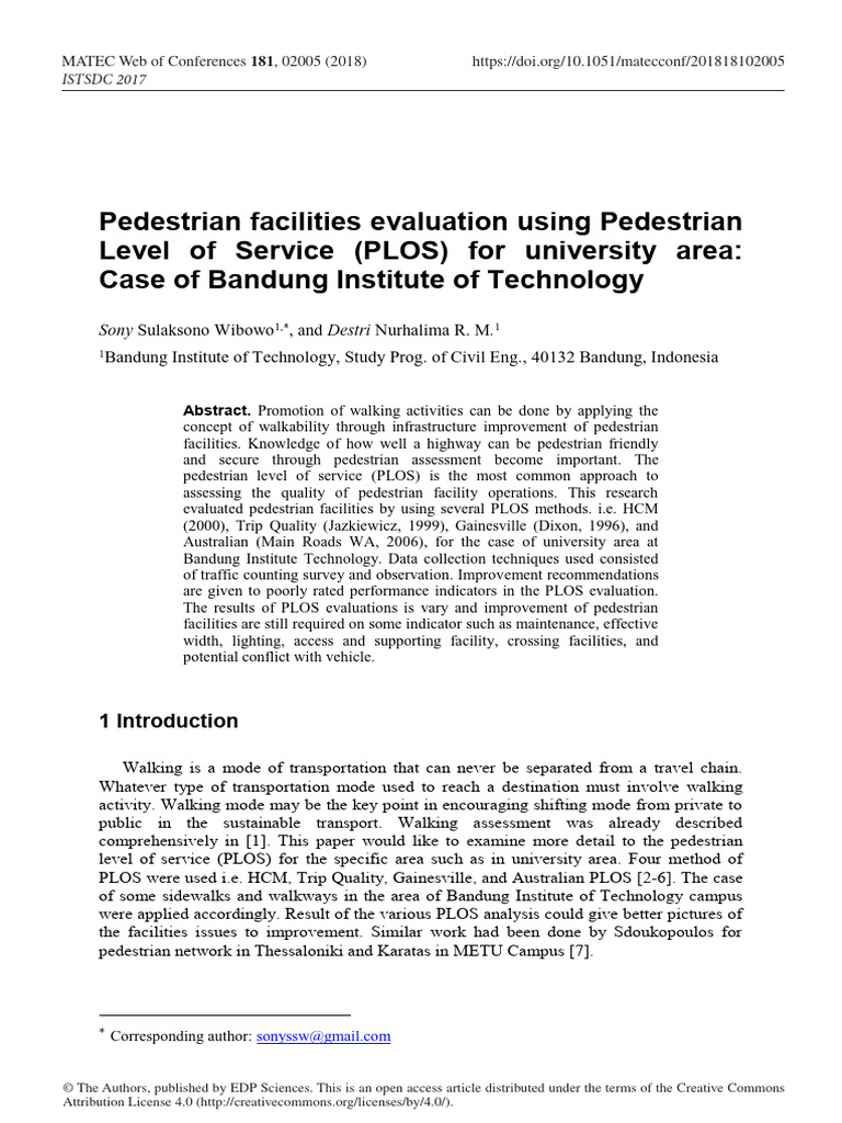 Evaluating Walkway Conditions at ITB | PDF | Pedestrian | Sidewalk