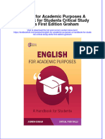 English For Academic Purposes A Handbook For Students Critical Study Skills First Edition Graham