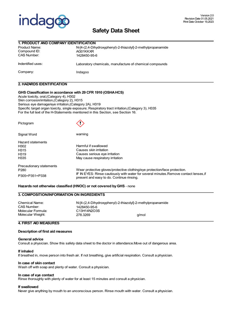 SDS Isobutylamido Thiazolyl Resorcinol CAS1428450956 PDF
