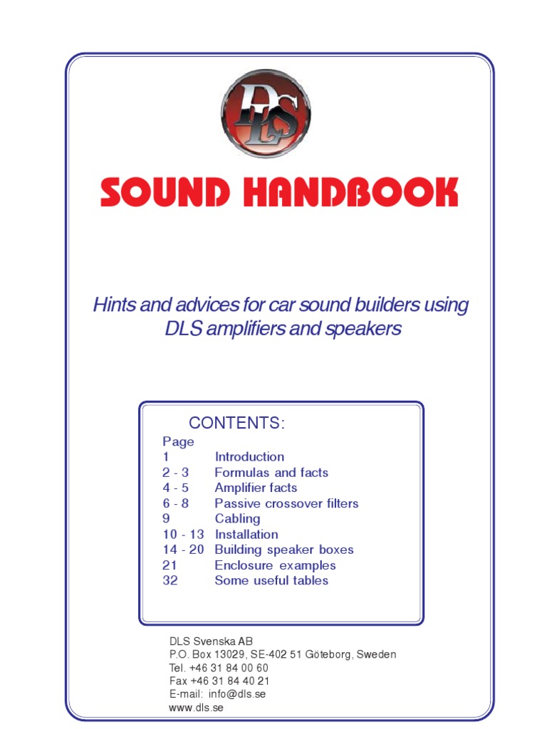 Sound Handbook by Dls PDF Loudspeaker Electronic Filter