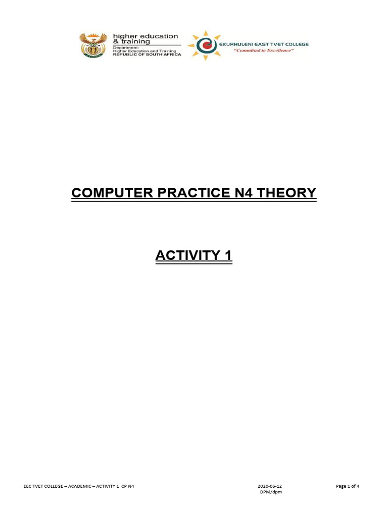 Computer Practice n4 Theory Activity 1 | PDF | Computer File | Computer ...
