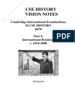 IGCSE HISTORY REVISION NOTES - Part 1 International Relations 1919 To 2000