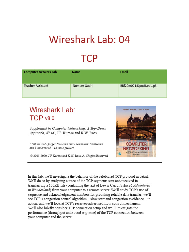 TCP Analysis for Networking Students | PDF | Transmission Control ...