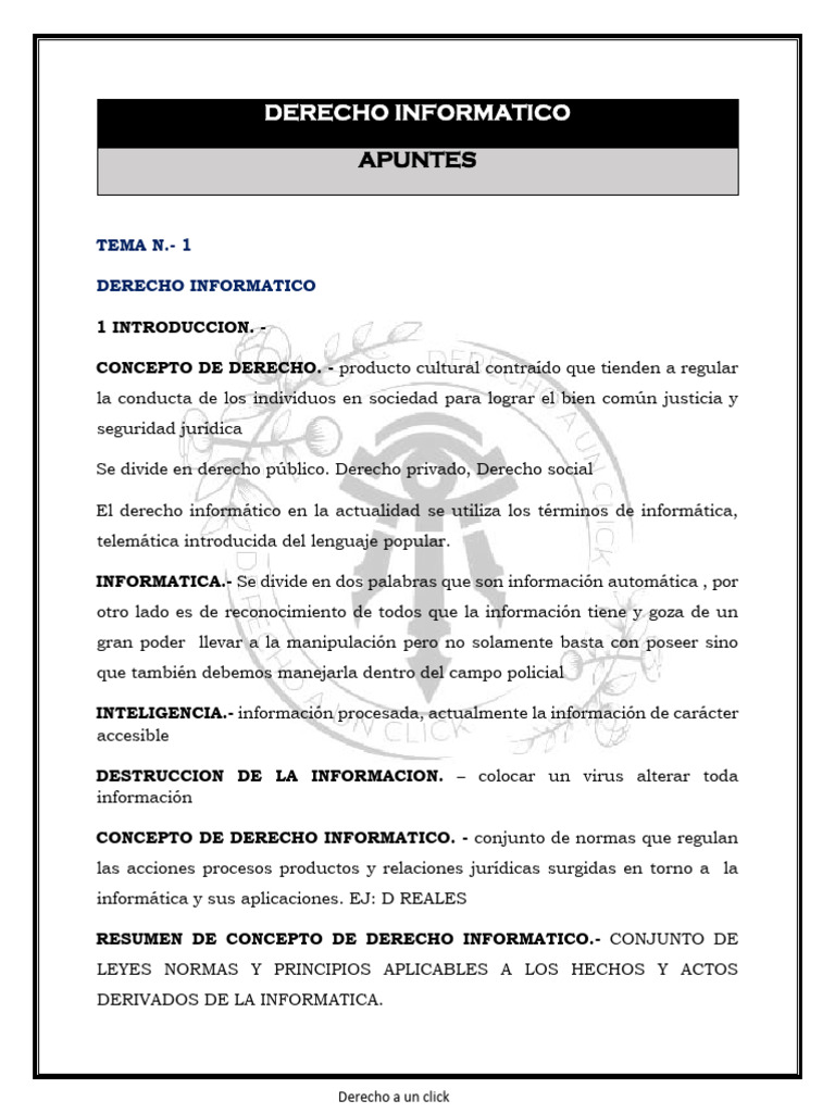 Apunte, Derecho Informatico | PDF | Internet | Cibercrimen