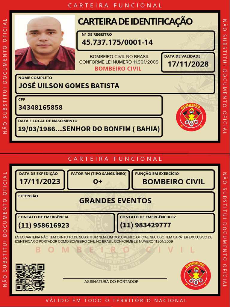 Carteira de Bombeiro Civil Brasil | PDF