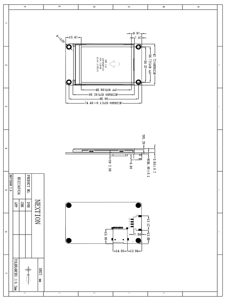 Nextion NX3224T024 LCD Dimensions | PDF