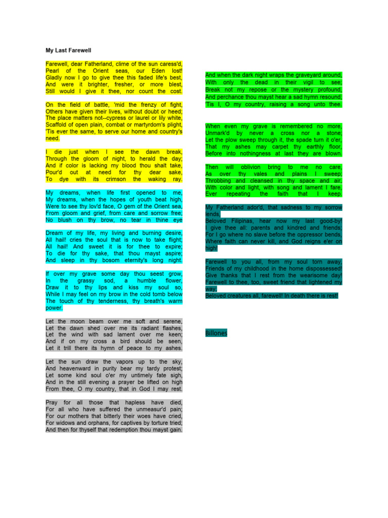 Mi Ultimo Adios Group 12 Pdf