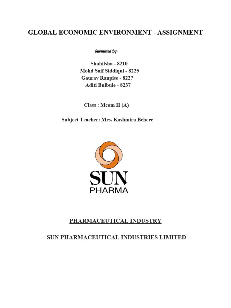 Short Sample Pharmaceutical Case Study