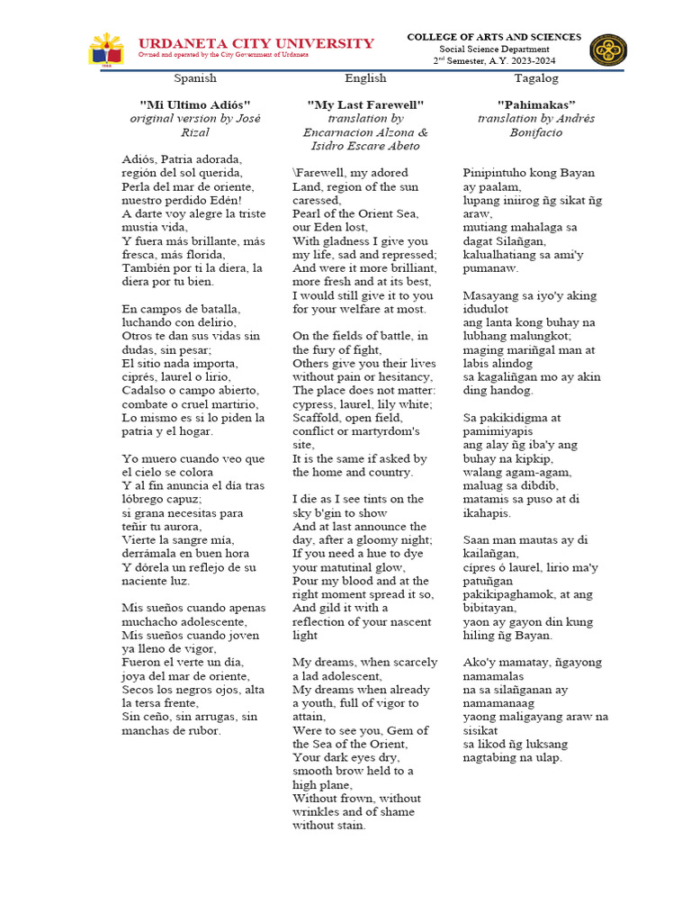 Mi Ultimo Adios Download Free Pdf Philippines