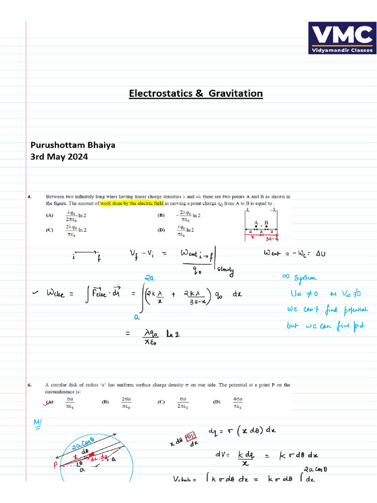 Electrostatics gravitation class 6 notes to pdf
