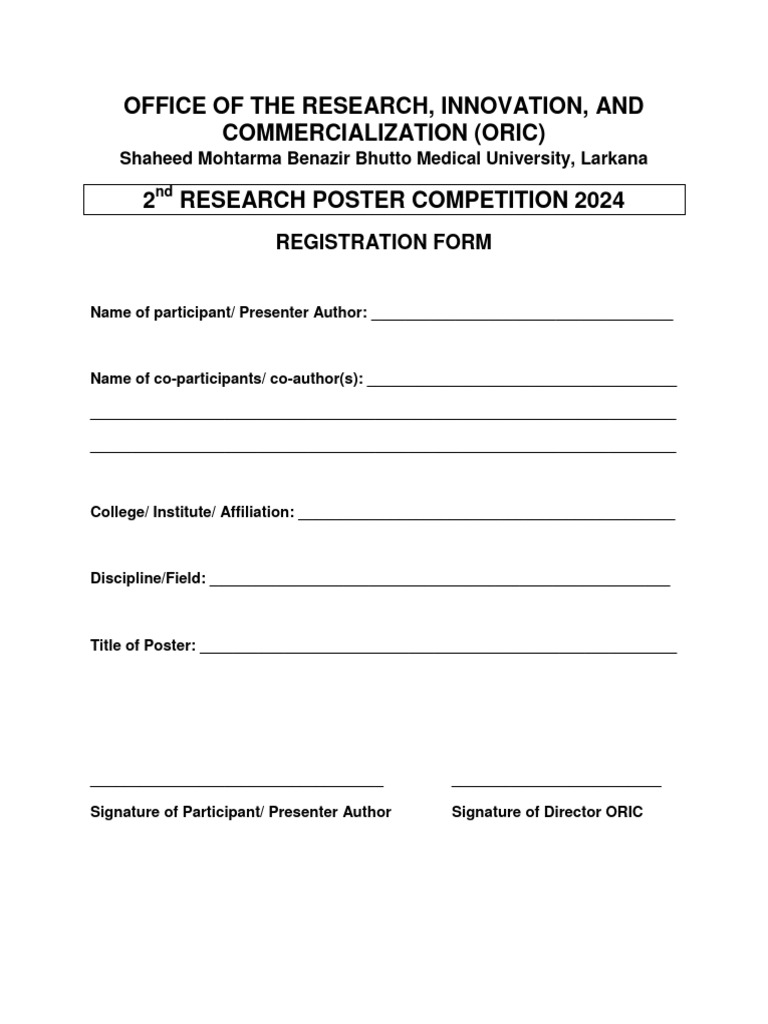 ORIC Poster Competition 2024 Registration Form PDF