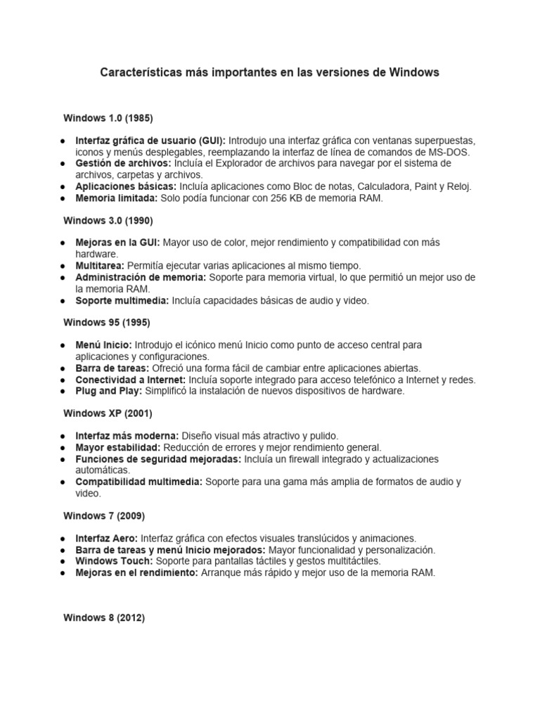 Caracteristicas De Windows