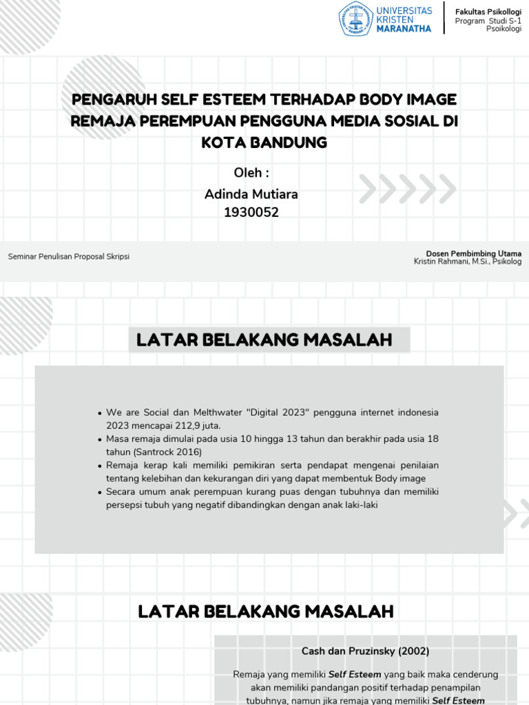 Pengaruh Self Esteem pada Body Image Remaja | PDF