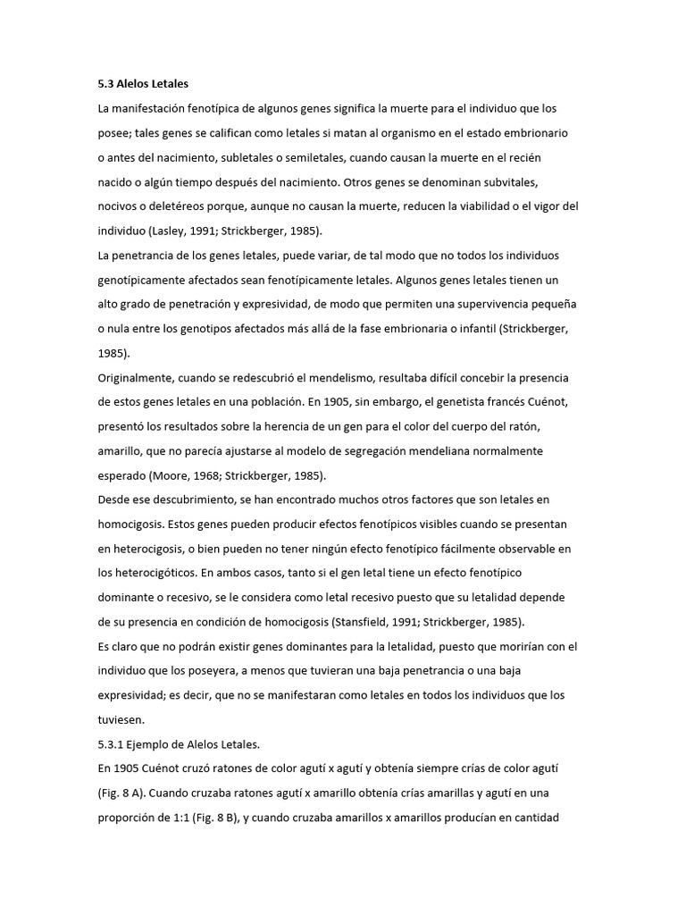 Ejemplos de Alelos Letales | PDF | Dominancia (Genética) | Alelo