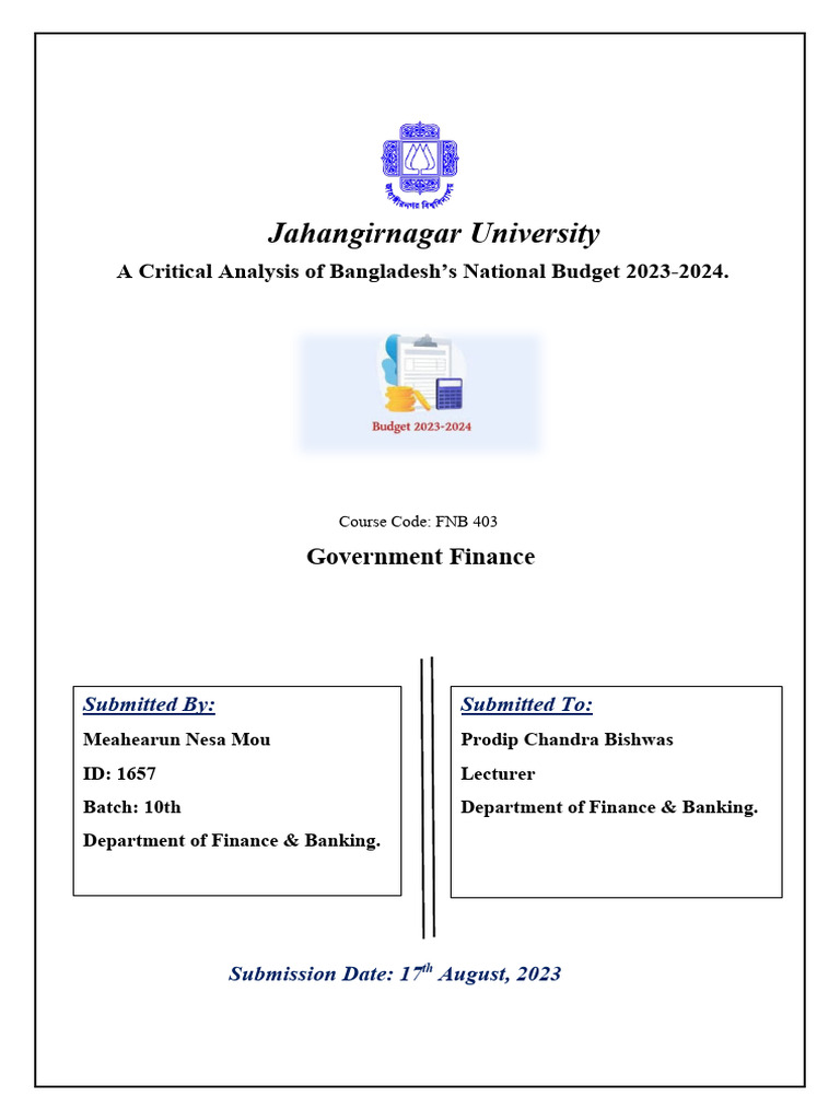 Bangladesh National Budget 2023-24 Analysis | PDF | Fiscal Policy | Budget