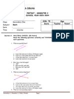 Secondary 1 - PRETEST Sem-2 2324