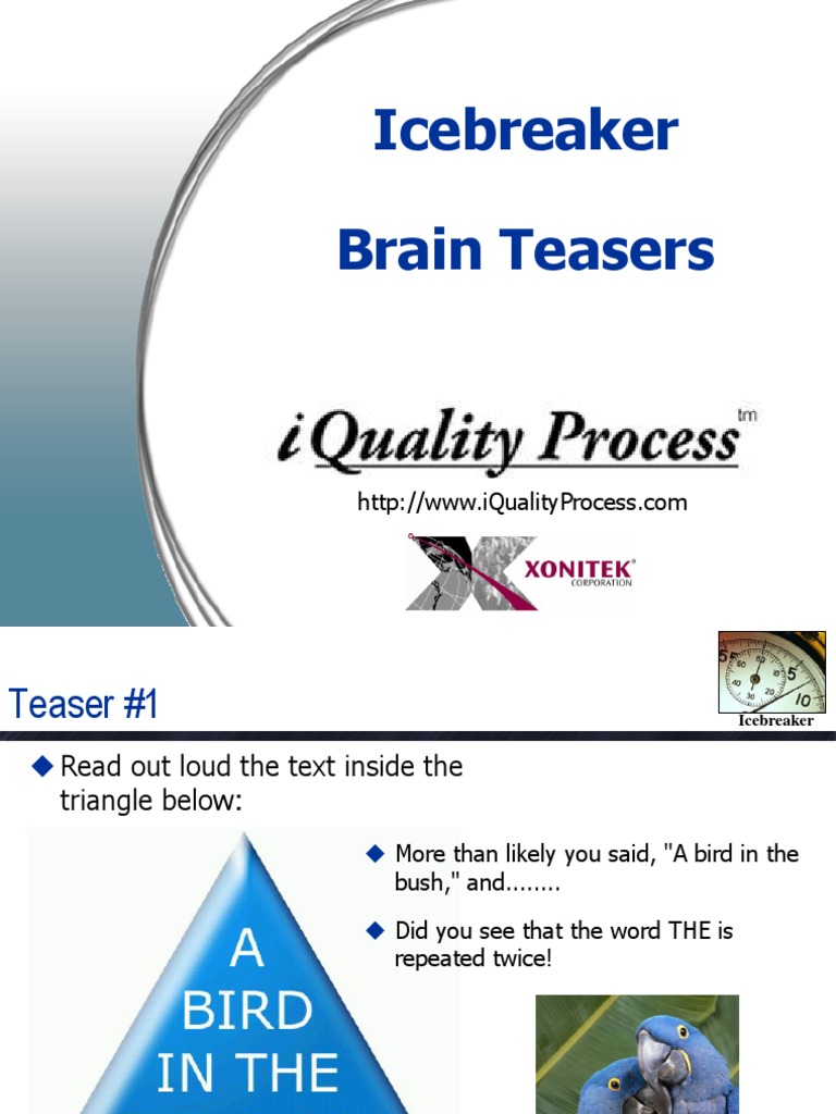 Ice Breaker Brain Teasers Technology Cognition