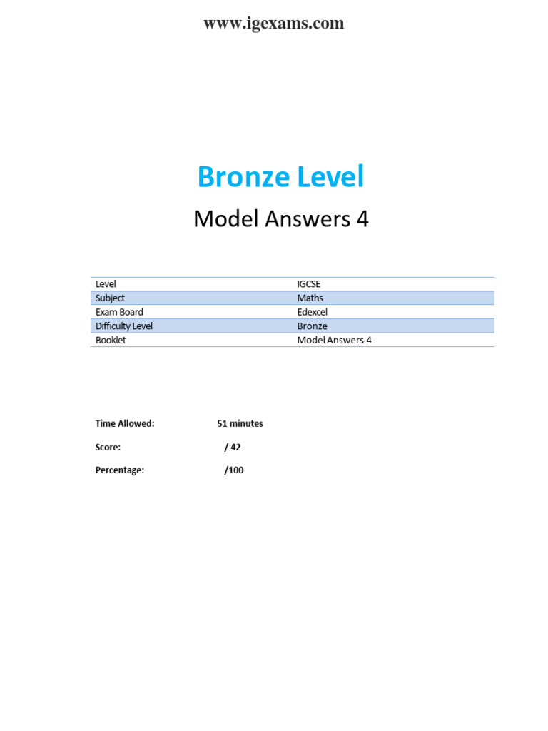 C4 Bronze Level Model Answers IGCSE9 1 MA | PDF