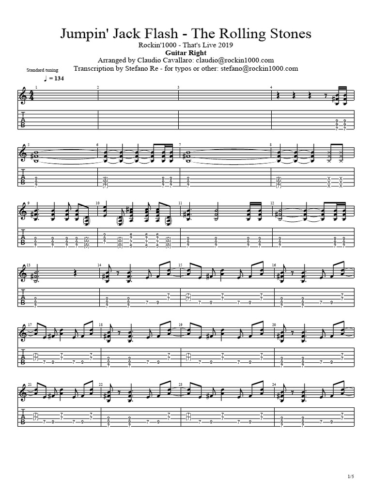 Tutorial Files Chitarra Jumpin Jack Flash Music Sheet + Tabs GUIT 2