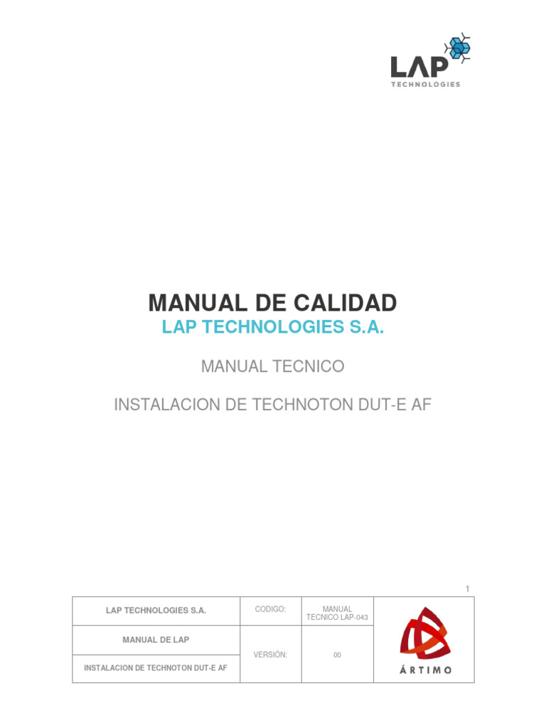 Manual Installation Technoton Dut-E Af | PDF | Calibración | Software