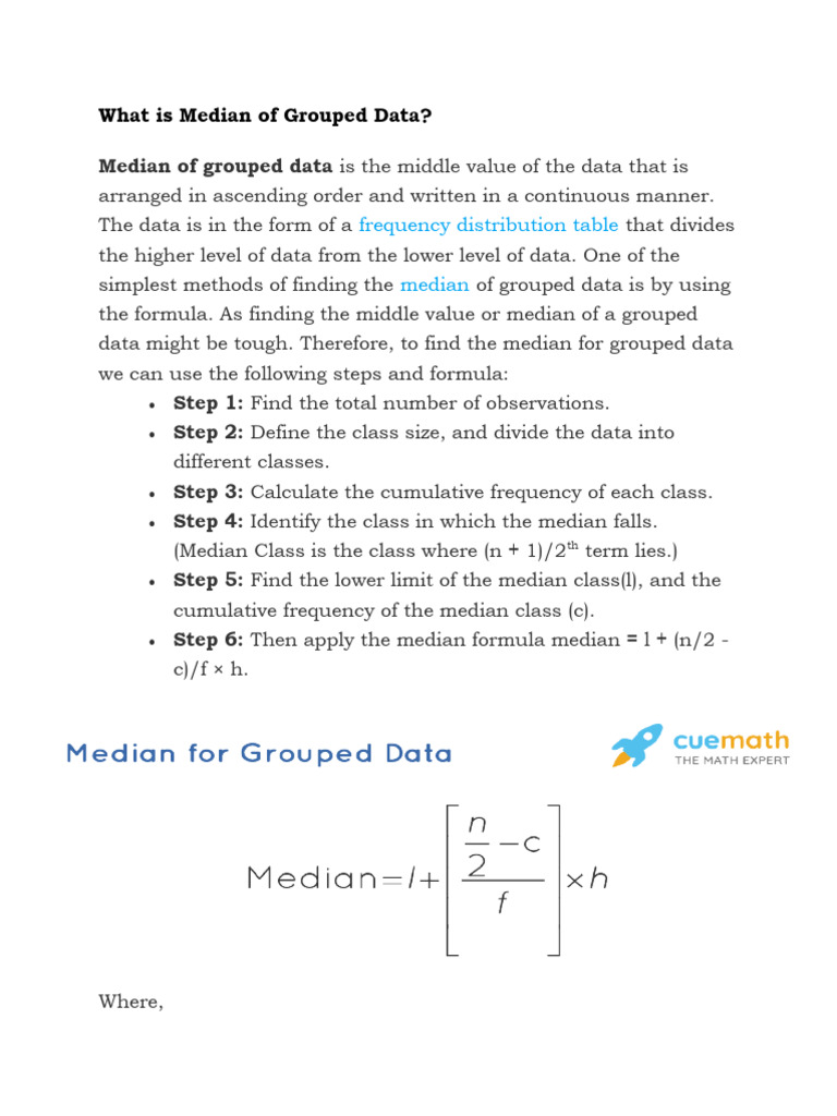 SW STAT – MEDIAN OF GROUPED DATA | PDF | Median | Average