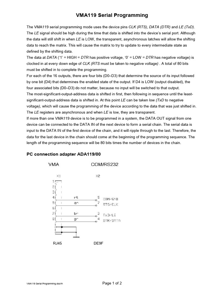 VMA119 Serial Programming | PDF