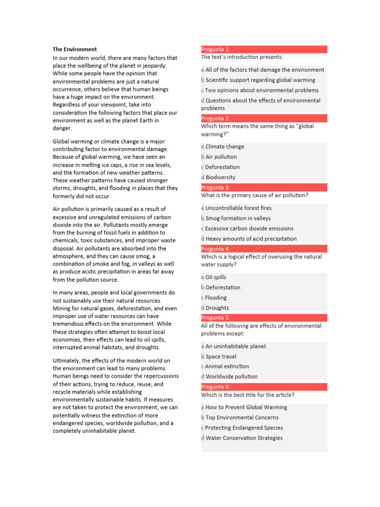Key Environmental Challenges Today | PDF | Climate Change | Natural ...