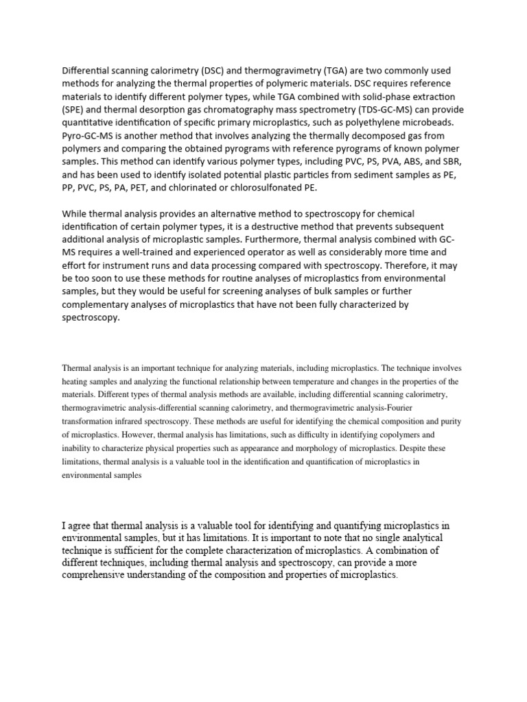 Thermal Analysis of Microplastics Methods | PDF | Differential Scanning ...