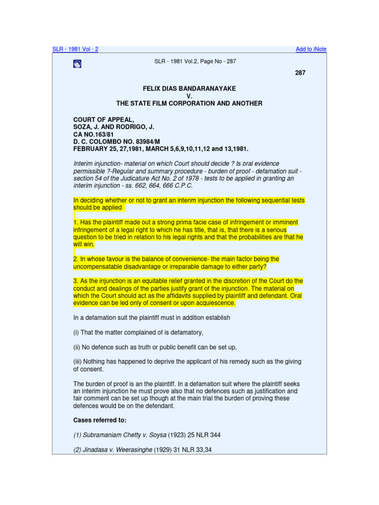 Legal Analysis on Defamation Injunction | PDF | Injunction | Legal Remedy