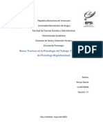 Informe Escrito de Las Bases Teoricas de La Psicologia Del Trabajo y La Importancia Del Psicologo Organizacional