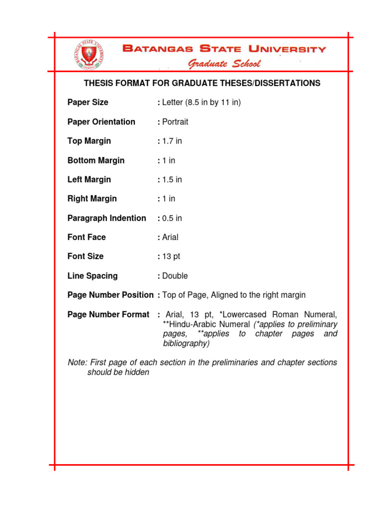BSU Thesis Formatting Guidelines | PDF | Thesis | Paragraph