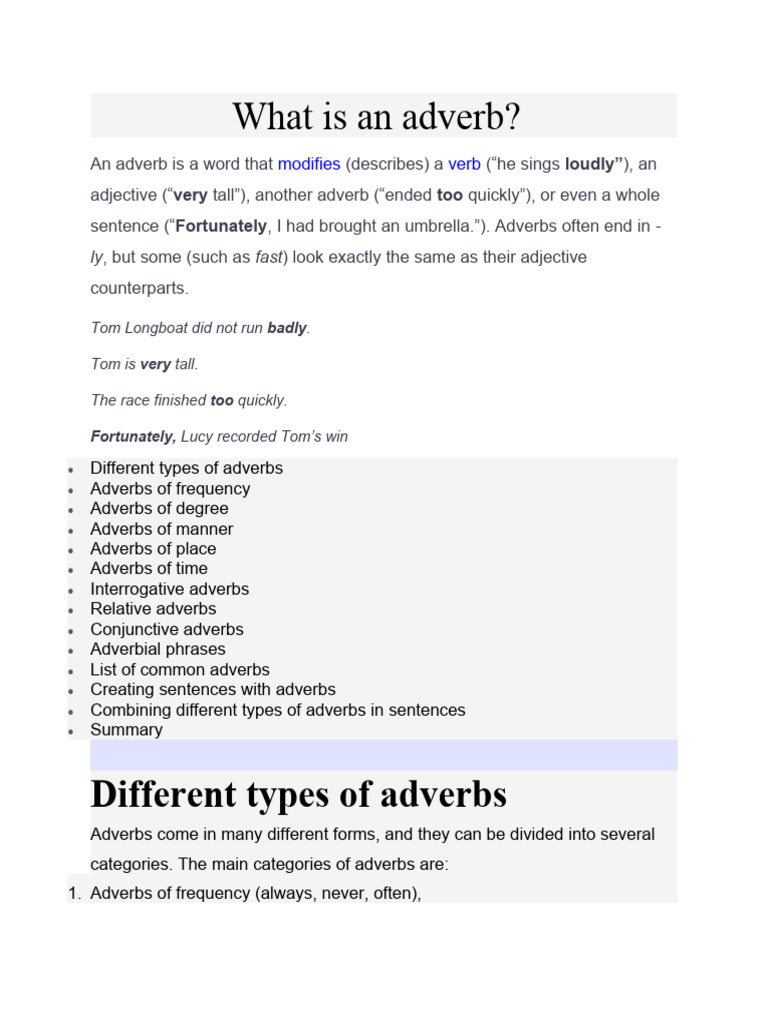 Adverb And Its Types