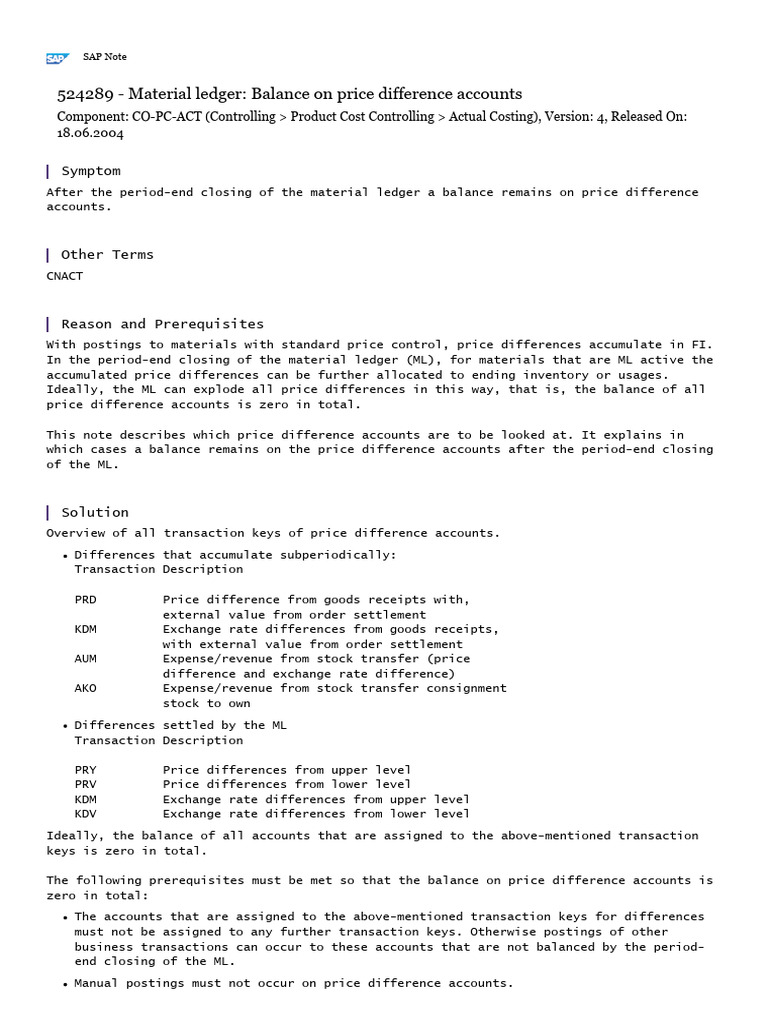 Material ledger balance on price difference accounts pdf inventory