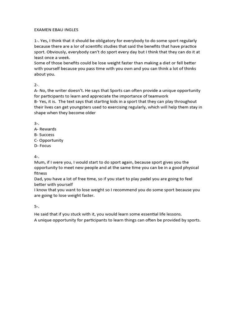 Examen Ebau Ingles Pdf