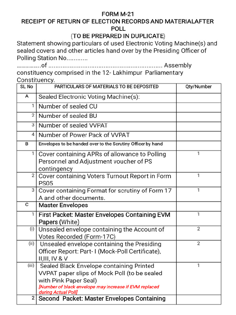 Form M-21 - 012733 | PDF